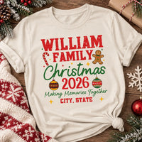 Personalized Family Christmas Shirt, Custom Last Name Holiday Tee, Matching Christmas Trip Shirt, City State 2026 Tee, Family Holiday Gift