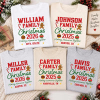 Personalized Family Christmas Shirt, Custom Last Name Holiday Tee, Matching Christmas Trip Shirt, City State 2026 Tee, Family Holiday Gift