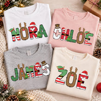 Personalized Christmas Name Shirt, Custom Family Holiday Tee, Festive Tee for Kids & Adults, Holiday Party Outfit, Family Christmas Gift