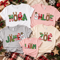 Personalized Christmas Name Shirt, Custom Family Holiday Tee, Festive Tee for Kids & Adults, Holiday Party Outfit, Family Christmas Gift