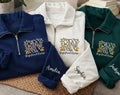 Personalized Nurse Embroidered Quarter Zip Sweatshirt, Custom RN Halloween Pullover, Scrub Layering Top, Off Duty Nurse, Halloween Gift