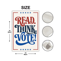Read Think Vote Protest Garden Flag, Double Sided, Vote Early No Kings, Election, Protect Democracy, Anti-Trump Flag, Resist Fascism Flag