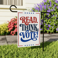 Read Think Vote Protest Garden Flag, Double Sided, Vote Early No Kings, Election, Protect Democracy, Anti-Trump Flag, Resist Fascism Flag
