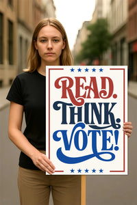 Read Think Vote Protest Sign, Vote Early No Kings Poster, Anti-Trump Resist Fascism, Protect Democracy, Political Activist Rally Sign