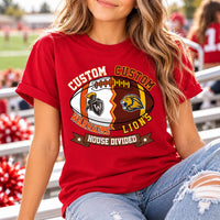 Personalized House Divided Football Shirt, Custom Team Name Tee, Rivalry Game Day Shirt, Split Football Mascot Tee, Custom Team Gift