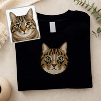 Custom Pet Portrait Embroidered Sweatshirt, Personalized Pet Hoodie, Dog Lover Sweatshirt, Cat Photo Shirt, Cat Lover Gift for Women