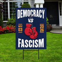 Democracy vs Fascism Protest Yard Sign - Vote Early, No Kings, Anti-Trump, Protect Democracy, Resist Fascism Yard Sign with Metal H-Stake