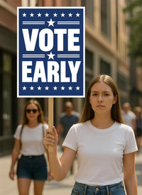 Vote Early Democracy Protest Sign, Vote Early No Kings Poster, Anti-Trump Resist Fascism, Protect Democracy, Political Activist Rally Sign