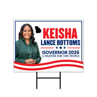 Keisha Lance Bottoms For Georgia Governor 2026 Yard Sign, Corrugated Governor Elections Race Red White & Blue Yard Sign with Metal H-Stake