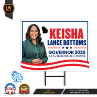 Keisha Lance Bottoms For Georgia Governor 2026 Yard Sign, Corrugated Governor Elections Race Red White & Blue Yard Sign with Metal H-Stake