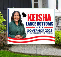 Keisha Lance Bottoms For Georgia Governor 2026 Yard Sign, Corrugated Governor Elections Race Red White & Blue Yard Sign with Metal H-Stake