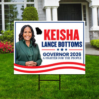 Keisha Lance Bottoms For Georgia Governor 2026 Yard Sign, Corrugated Governor Elections Race Red White & Blue Yard Sign with Metal H-Stake