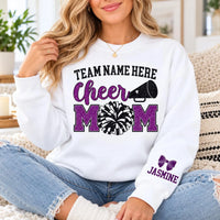 Personalized Cheer Mom Glitter Sweatshirt, Custom Team Name Crewneck, Cheerleading Mom Pullover, Pom Pom Cheer Design, Custom Team Gift