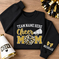 Personalized Cheer Mom Glitter Sweatshirt, Custom Team Name Crewneck, Cheerleading Mom Pullover, Pom Pom Cheer Design, Custom Team Gift