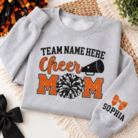 Personalized Cheer Mom Glitter Sweatshirt, Custom Team Name Crewneck, Cheerleading Mom Pullover, Pom Pom Cheer Design, Custom Team Gift