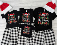 Personalized Family Christmas Shirt, Custom Name Holiday Tee, Festive 2026 Xmas Shirt, Santa Hat Family Christmas Tee, Holiday Gift