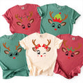 Custom Reindeer Face Christmas Shirt, Family Holiday Tee, Cute Reindeer T-Shirt, Matching Family Xmas Outfit, Holiday Gift for Family