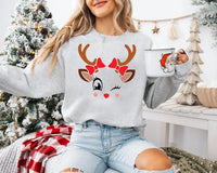 Custom Reindeer Face Christmas Shirt, Family Holiday Tee, Cute Reindeer T-Shirt, Matching Family Xmas Outfit, Holiday Gift for Family