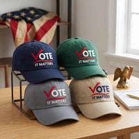 Vote It Matters Embroidered Hat, Civic Participation Cap, Patriotic Baseball Cap, Election Season Outfit Accessory, Patriotic Hat Gift