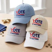 Vote It Matters Embroidered Hat, Civic Participation Cap, Patriotic Baseball Cap, Election Season Outfit Accessory, Patriotic Hat Gift
