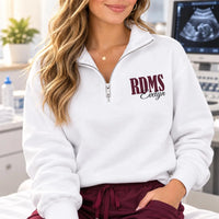Personalized Sonographer Embroidered Quarter Zip Sweatshirt, Custom RDMS Pullover, Ultrasound Tech Gift, Sonography Workwear, Gift for Her