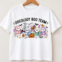 Oncology Boo Team Shirt, Halloween Oncology Nurse Tee, Cute Ghost Cancer Care Shirt, Spooky Season Healthcare Tee, Nurse Halloween Gift
