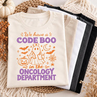 Oncology Nurse Halloween Shirt, Code Boo Ghost Tee, Funny Cancer Care Halloween Top, Spooky Hospital Shift Shirt, Gift for Oncology Nurse