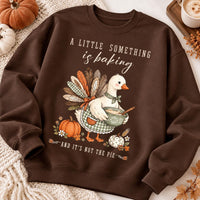 Thanksgiving Pregnancy Announcement Sweatshirt, A Little Something Is Baking Tee, Cute Turkey Chef Fall Shirt, Funny Fall Baby Reveal Gift