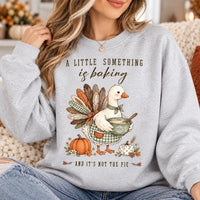 Thanksgiving Pregnancy Announcement Sweatshirt, A Little Something Is Baking Tee, Cute Turkey Chef Fall Shirt, Funny Fall Baby Reveal Gift