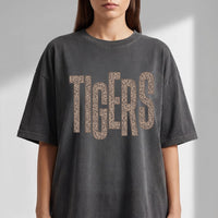 Custom Leopard Print Mascot Shirt, Personalized Team Name Tee, Leopard Game Day Crewneck, Sports Mom Game Day Tee, Gift for Team Fan