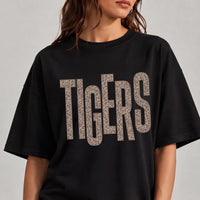 Custom Leopard Print Mascot Shirt, Personalized Team Name Tee, Leopard Game Day Crewneck, Sports Mom Game Day Tee, Gift for Team Fan