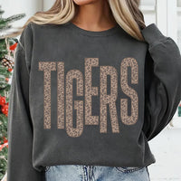 Custom Leopard Print Mascot Shirt, Personalized Team Name Tee, Leopard Game Day Crewneck, Sports Mom Game Day Tee, Gift for Team Fan