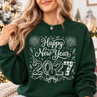 Happy New Year 2027 Hand Lettered Sweatshirt, NYE Countdown Party Shirt, Funny Doodle 2027 Shirt, New Year Gift for Her, Holiday Party Gift