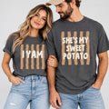 I Yam Sweet Potato Couples Shirt, Custom Thanksgiving His Hers Tee, Retro Stripe Couple Shirt, Turkey Day Dinner, Matching Couples Gift