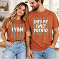 I Yam Sweet Potato Couples Shirt, Custom Thanksgiving His Hers Tee, Retro Stripe Couple Shirt, Turkey Day Dinner, Matching Couples Gift