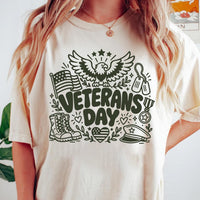Veterans Day Eagle Shirt, Retro Military Graphic Tee, Patriotic American Flag T-Shirt, Veteran Appreciation Outfit, Gift for Veterans