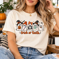 Trick or Teeth Dental Shirt, Cute Ghost Halloween Graphic Tee, Toothbrush Ghost Party Top, Halloween Dental Office Gift, Gift for Dentist