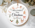 Personalized Baby's First Christmas Ceramic Ornament, Custom Name Baby Keepsake Ornament, Watercolor Nursery Decor, New Parent Gift