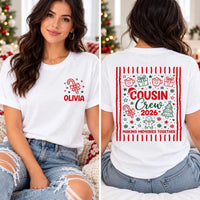 Personalized Christmas Cousin Crew Shirt, Custom Family Xmas Tee, Pocket Name Holiday Sweatshirt, Cousin Christmas Gift, Front Back