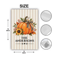 Personalized Pumpkin Family Name Garden Flag, 12x18 Double Sided Outdoor Flag, Fall Garden Decor, Autumn Porch Decor, Housewarming Gift