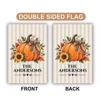 Personalized Pumpkin Family Name Garden Flag, 12x18 Double Sided Outdoor Flag, Fall Garden Decor, Autumn Porch Decor, Housewarming Gift