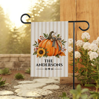 Personalized Pumpkin Family Name Garden Flag, 12x18 Double Sided Outdoor Flag, Fall Garden Decor, Autumn Porch Decor, Housewarming Gift