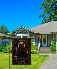 The Horrors Persist But So Do I Garden Flag, 12x18 Double Sided Yard Decor, Gothic Black Cat Flag, Spooky Porch Decor, Spooky Season Gift