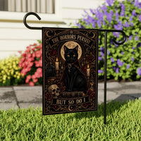 The Horrors Persist But So Do I Garden Flag, 12x18 Double Sided Yard Decor, Gothic Black Cat Flag, Spooky Porch Decor, Spooky Season Gift