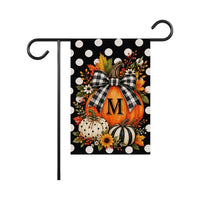 Personalized Monogram Pumpkin Garden Flag, 12x18 Double Sided Yard Flag, Autumn Welcome Sign, Buffalo Check Porch Decor, Autumn Gift