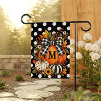 Personalized Monogram Pumpkin Garden Flag, 12x18 Double Sided Yard Flag, Autumn Welcome Sign, Buffalo Check Porch Decor, Autumn Gift