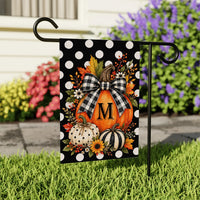 Personalized Monogram Pumpkin Garden Flag, 12x18 Double Sided Yard Flag, Autumn Welcome Sign, Buffalo Check Porch Decor, Autumn Gift