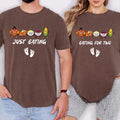 Thanksgiving Pregnancy Announcement Shirt, Funny Eating for Two Tee, Cute Just Eating Sweatshirt, Pregnancy Reveal Crewneck, Couples Gift