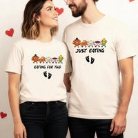 Thanksgiving Pregnancy Announcement Shirt, Funny Eating for Two Tee, Cute Just Eating Sweatshirt, Pregnancy Reveal Crewneck, Couples Gift