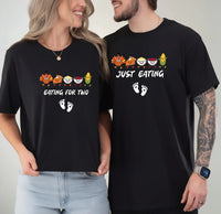 Thanksgiving Pregnancy Announcement Shirt, Funny Eating for Two Tee, Cute Just Eating Sweatshirt, Pregnancy Reveal Crewneck, Couples Gift